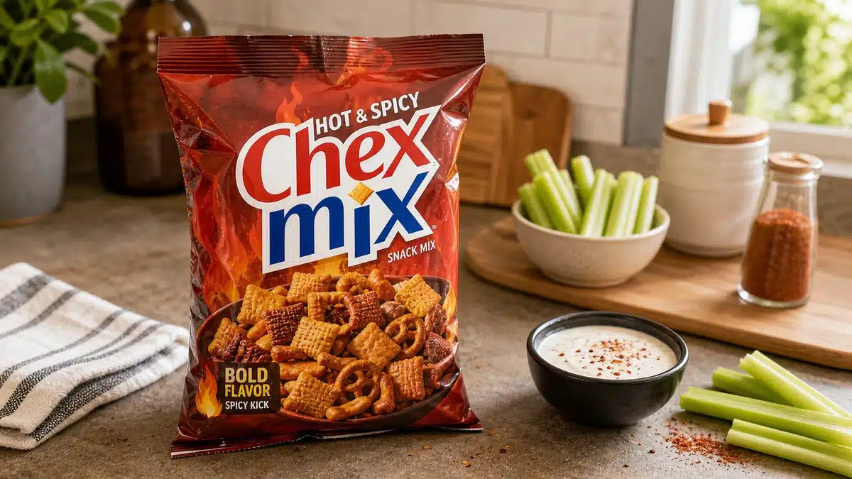 AI product-style photo of Hot & Spicy Chex Mix for best chex mix flavors