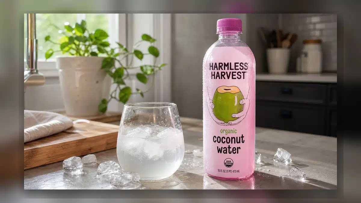 AI product-style photo of Harmless Harvest Organic Coconut Water for best coconut water