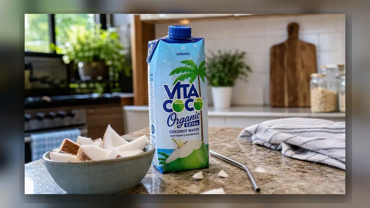AI product-style photo of Vita Coco Organic Extra Coconut Water for best coconut water