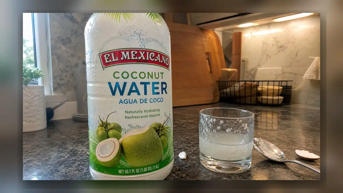 AI product-style photo of El Mexicano Coconut Water for best coconut water