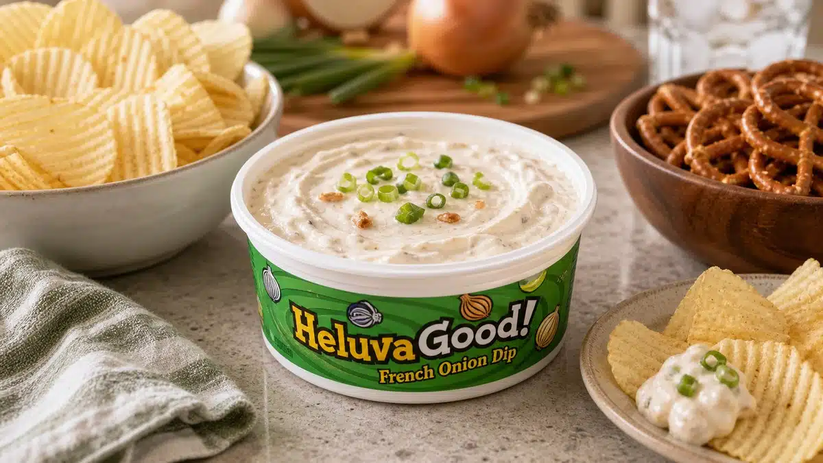 AI product-style photo of Heluva Good French Onion Dip for best french onion dip