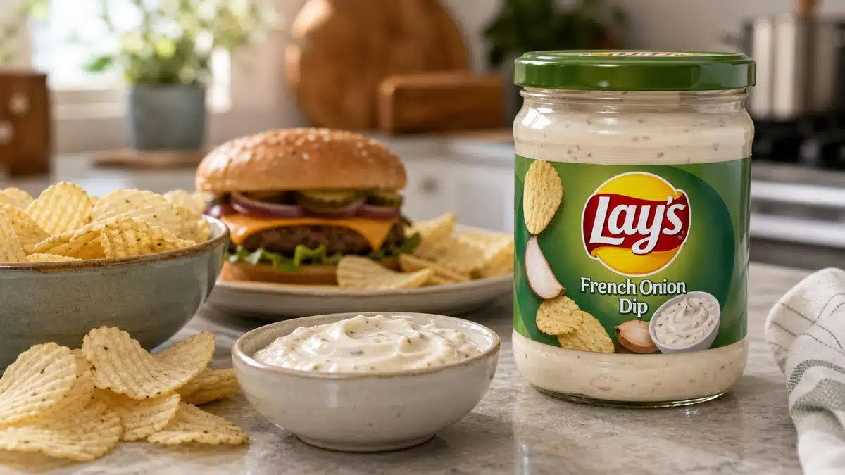 AI product-style photo of Lay's French Onion Dip for best french onion dip
