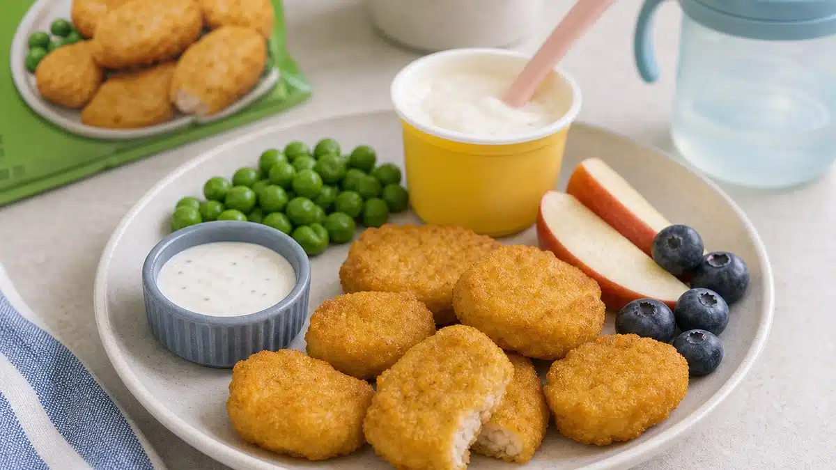 AI product-style photo of Kidfresh Super Duper Chicken Nuggets for best frozen chicken nuggets