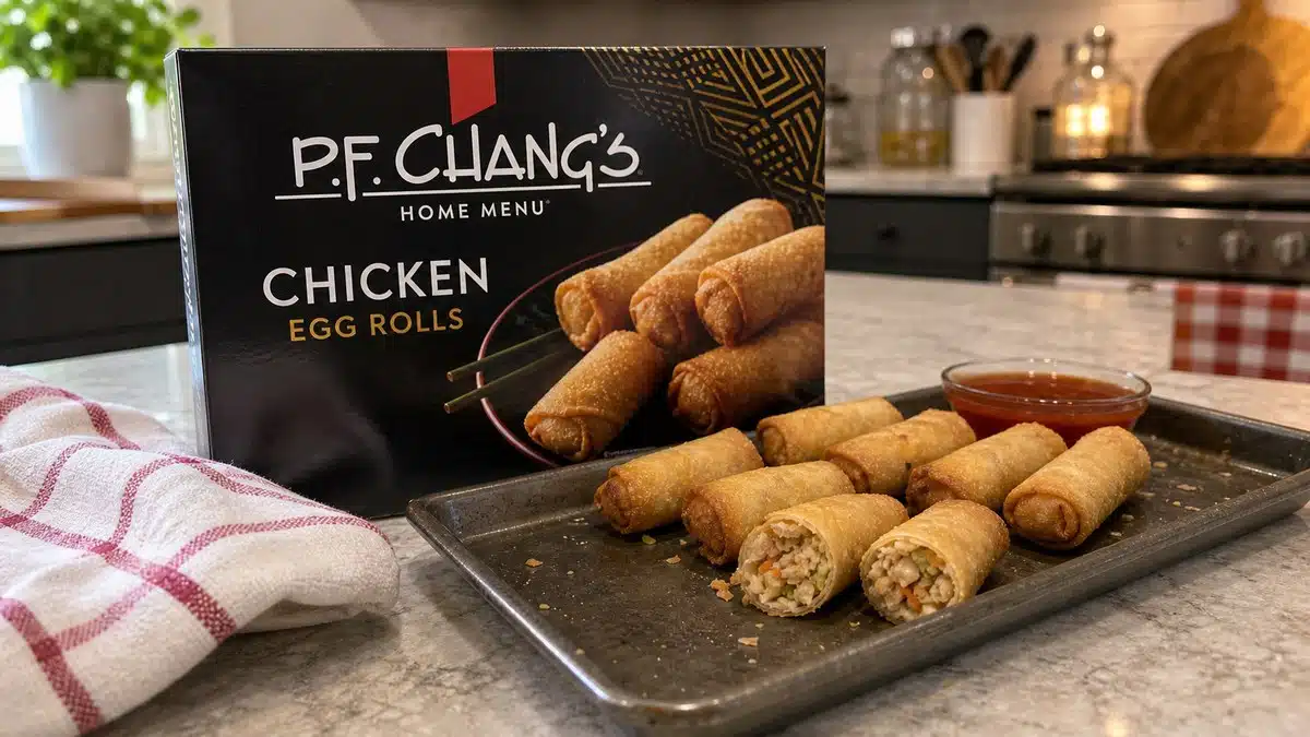 AI product-style photo of P.F. Chang's Home Menu Chicken Egg Rolls for best frozen egg rolls