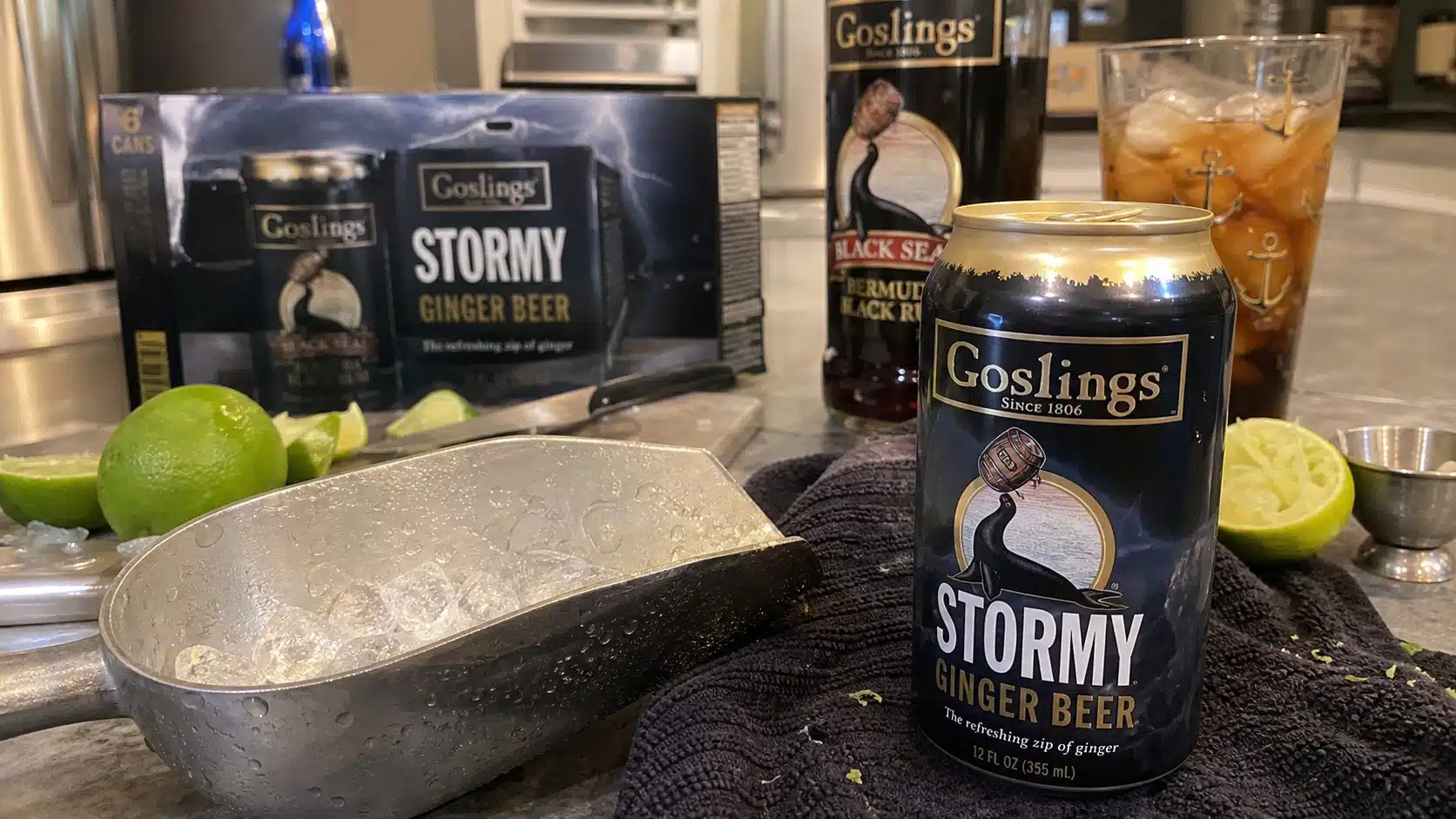 AI product-style photo of Goslings Stormy Ginger Beer for best ginger beer