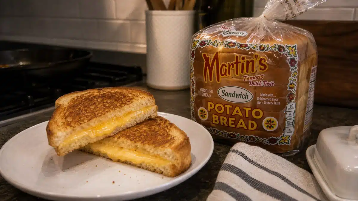 AI product-style photo of Martin's Potato Sandwich Bread for best grilled cheese bread