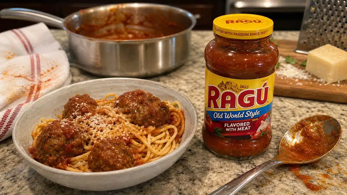 AI product-style photo of RAGU meat sauce for best pasta sauce