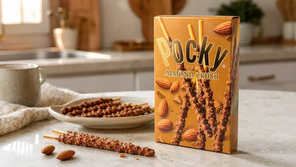 AI product-style photo of Pocky Almond Crush for best pocky flavors