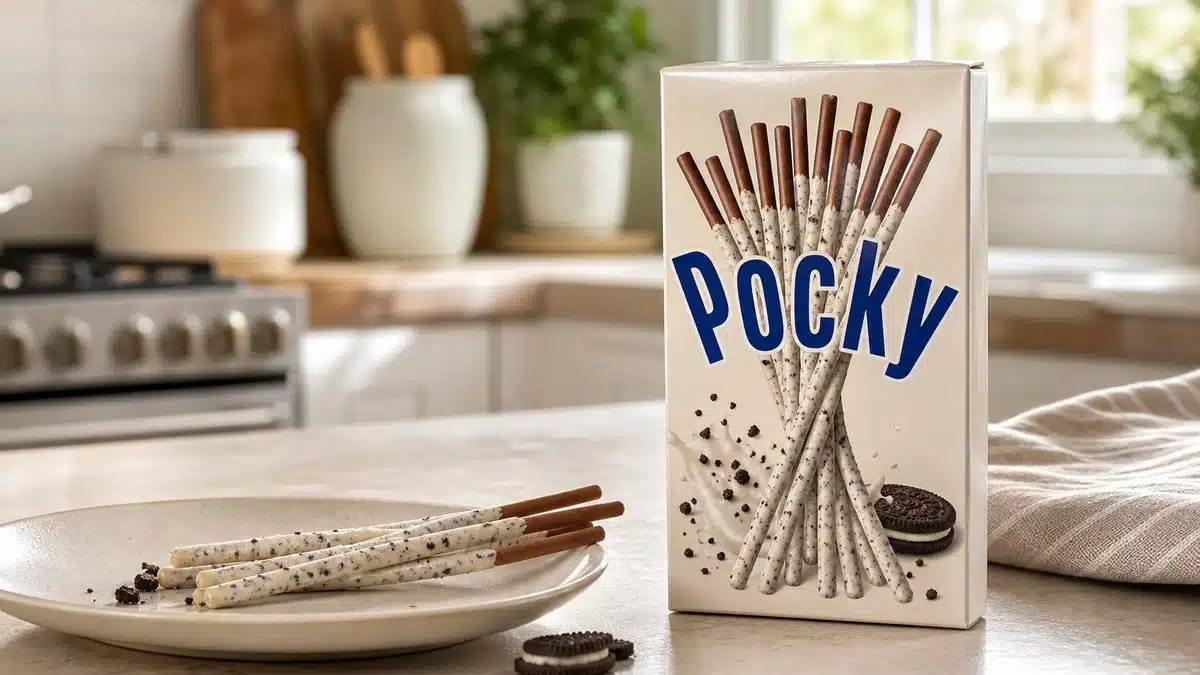 AI product-style photo of Pocky Cookies and Cream for best pocky flavors