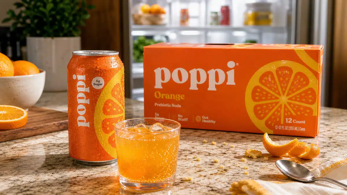 AI product-style photo of Poppi Orange for best poppi flavors
