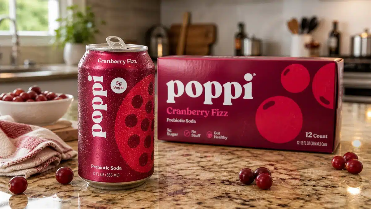 AI product-style photo of Poppi Cranberry Fizz for best poppi flavors
