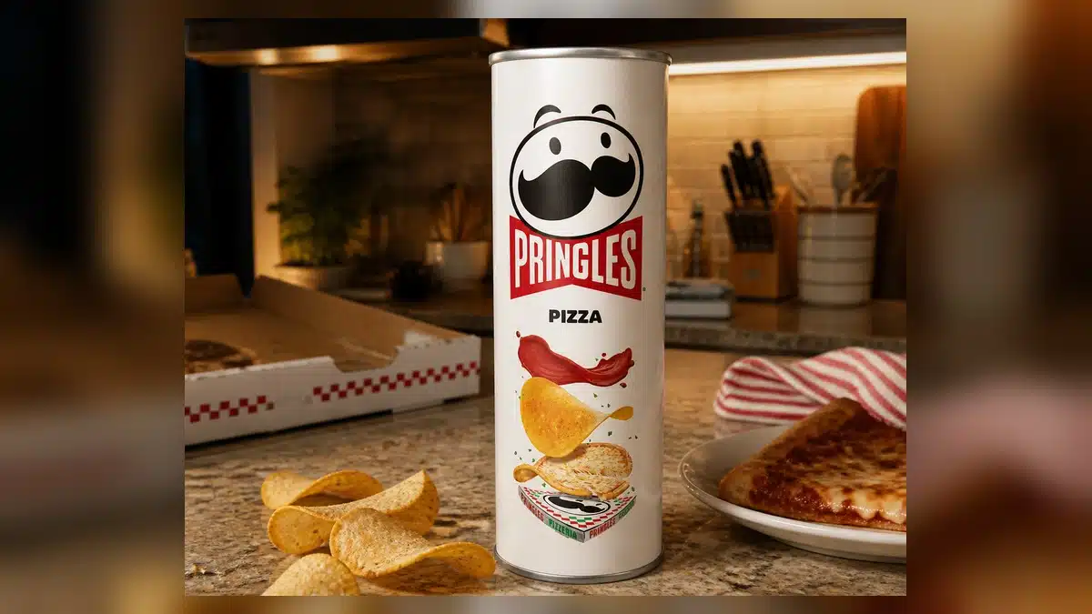 AI product-style photo of Pringles Pizza Crisps for best pringles flavors