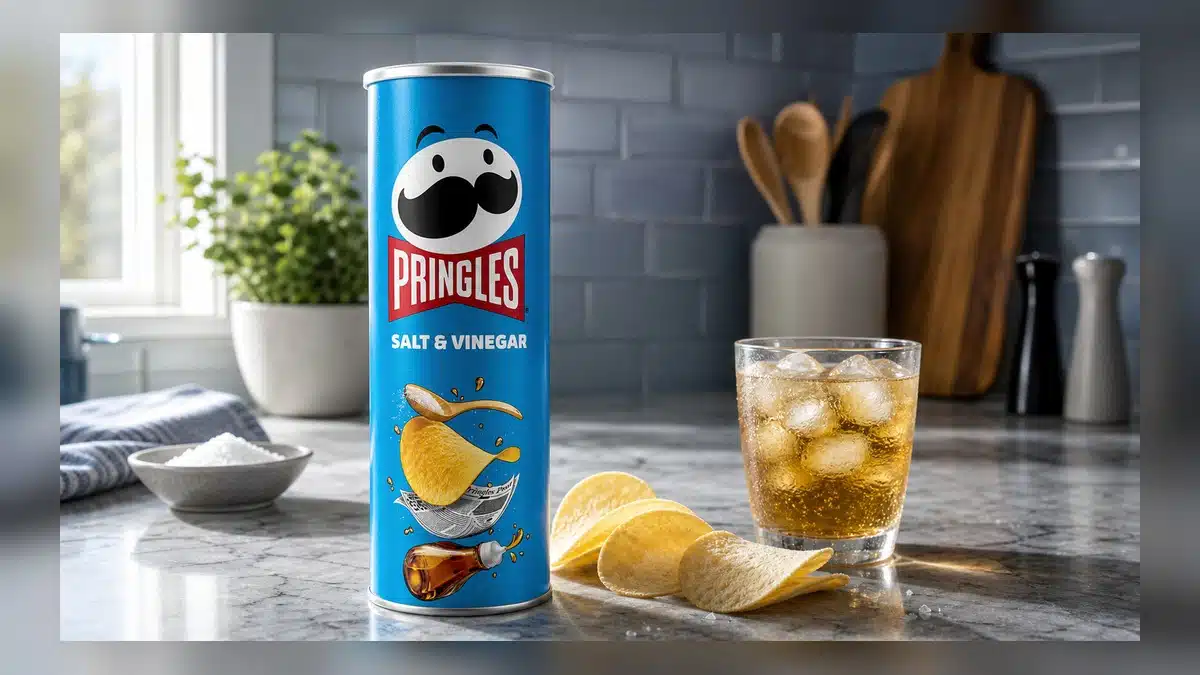 AI product-style photo of Pringles Salt and Vinegar Crisps for best pringles flavors