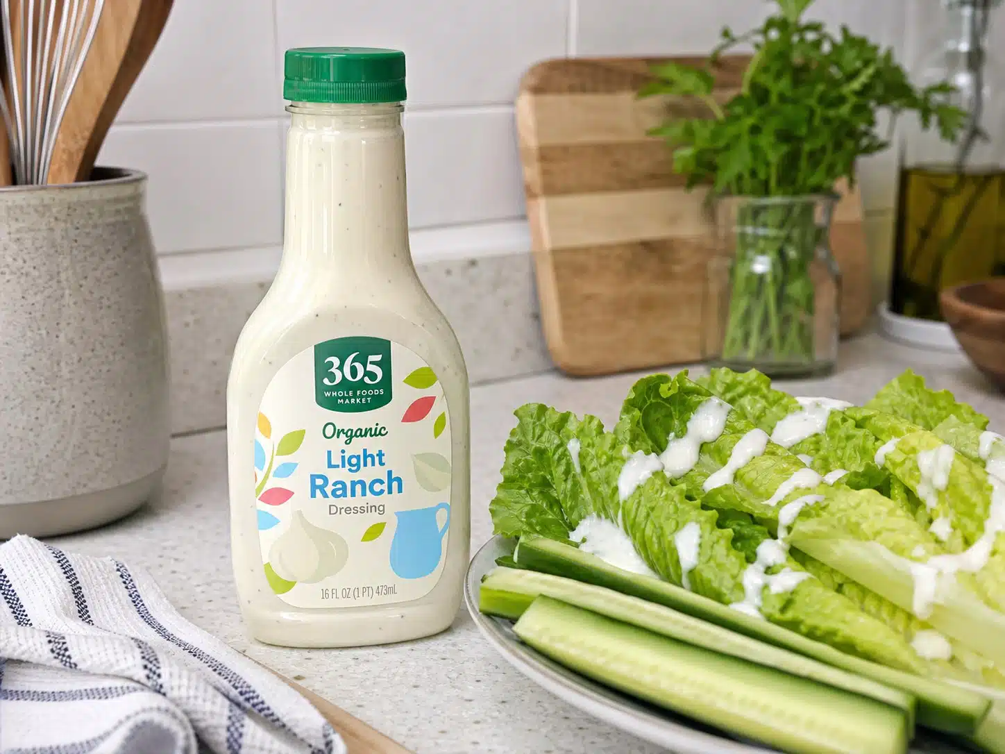 AI product-style photo of 365 organic light ranch dressing for best ranch dressing