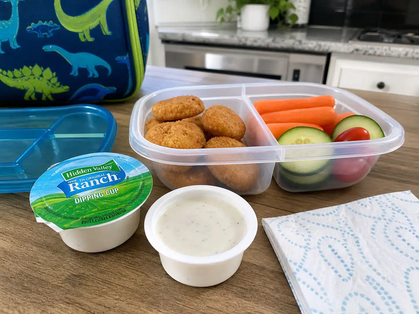 AI product-style photo of Hidden Valley ranch dipping cups for best ranch dressing
