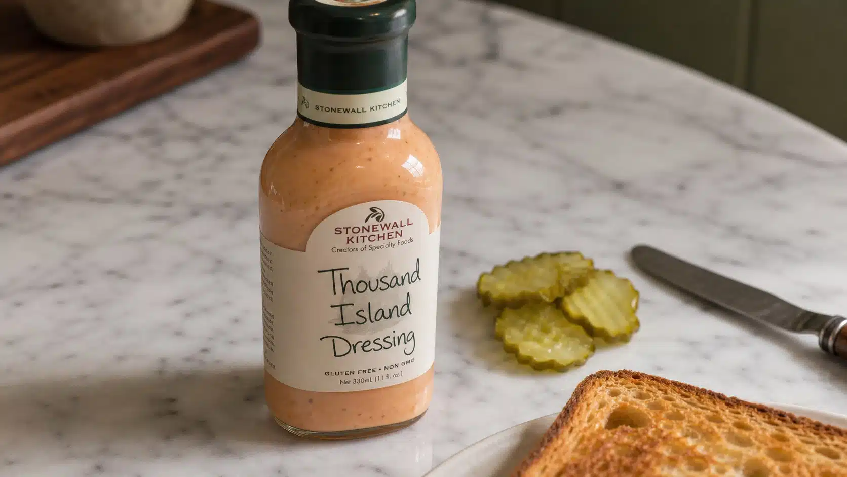 AI product-style photo of Stonewall Kitchen Thousand Island dressing for best thousand island dressing