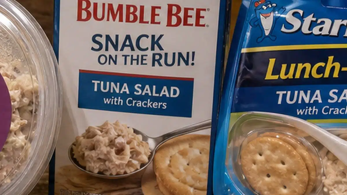 AI product-style photo of Bumble Bee Snack On The Run Tuna Salad with Crackers for best tuna salad