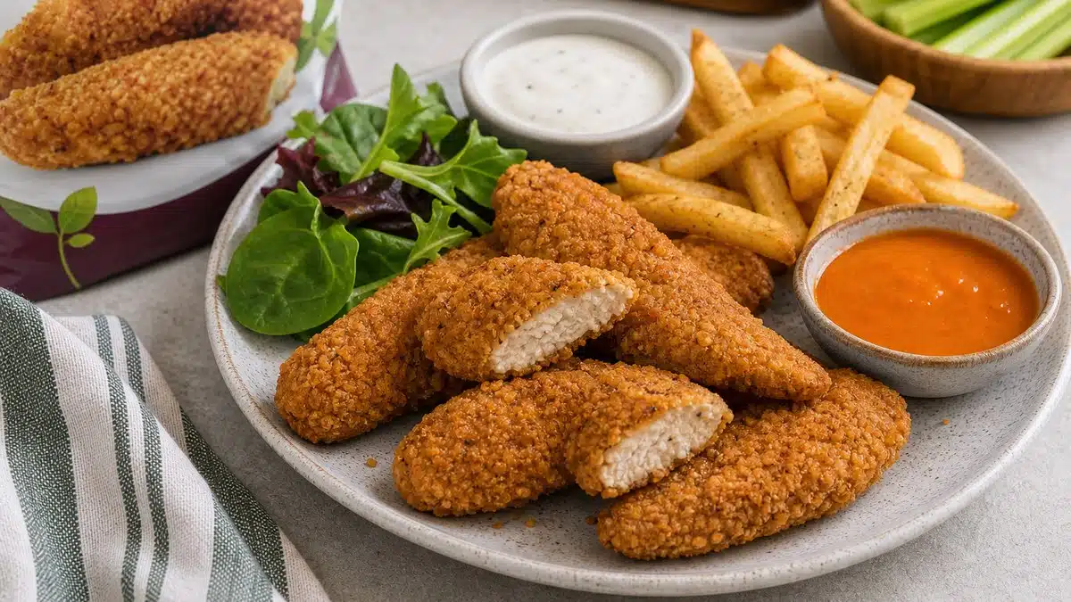 AI product-style photo of Gardein Plant-Based Seven Grain Crispy Tenders for best vegan meats