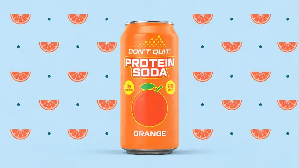 Don't Quit Orange protein soda can