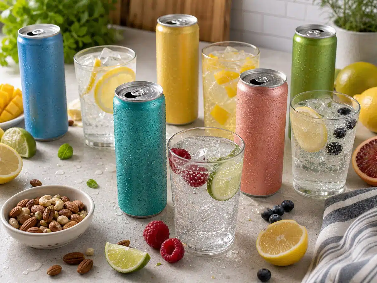Caffeinated sparkling water cans with fruit for best caffeinated sparkling water