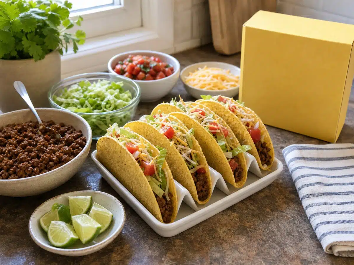 Unbranded crunchy taco shells with fillings for best taco shells