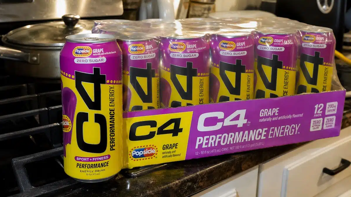 AI product-style photo of C4 Performance Energy Grape Popsicle for best c4 flavors