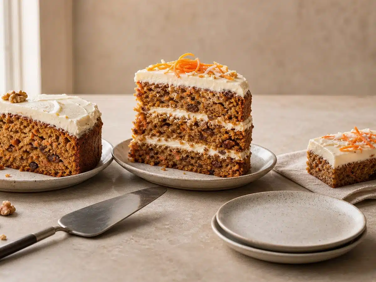 Best carrot cake serving formats with single-layer, layer-cake, and snack-size pieces
