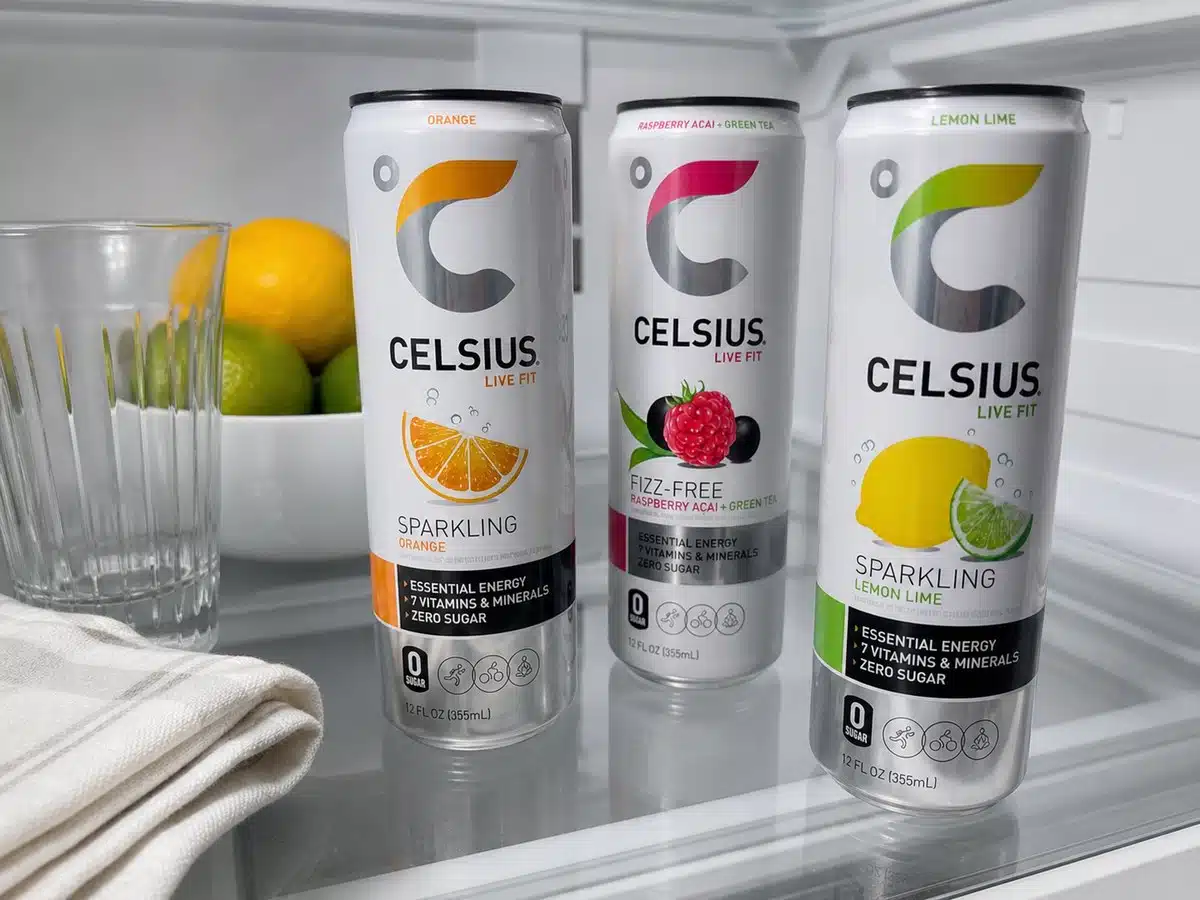 Orange, Raspberry Acai Green Tea, and Lemon Lime cans for the best Celsius flavor ranking