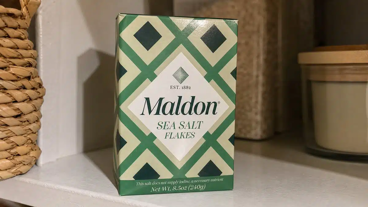 AI product-style photo of Maldon Sea Salt Flakes for best flake salt