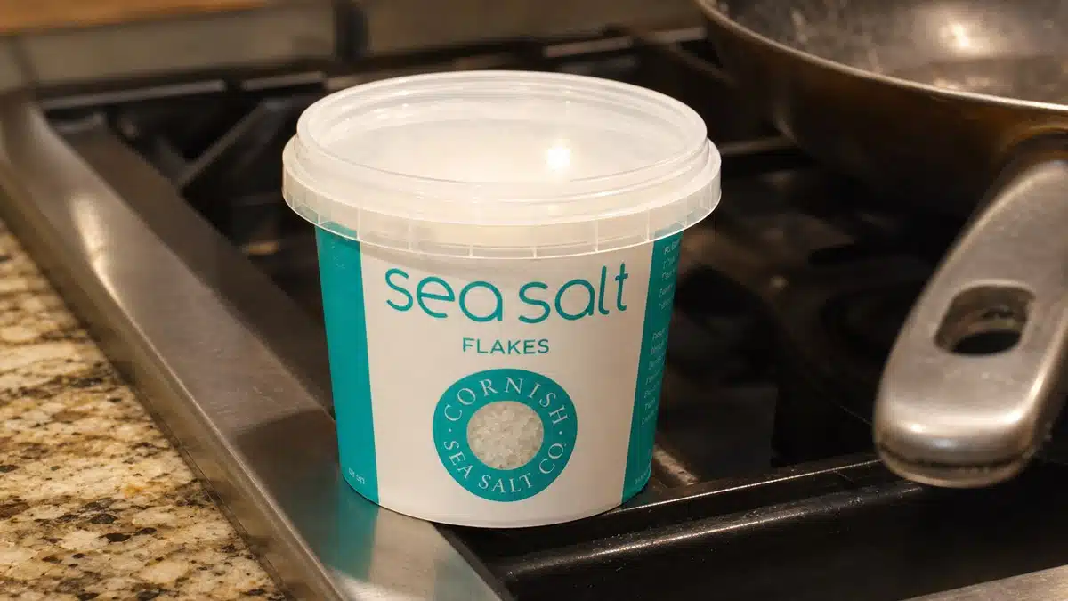 AI product-style photo of Cornish Sea Salt Flakes for best flake salt