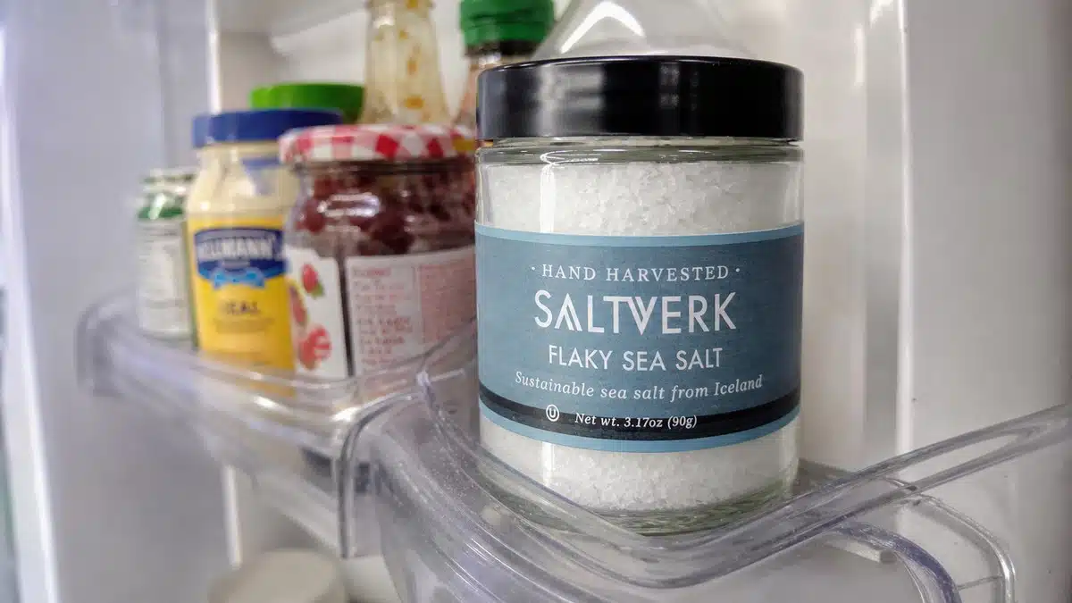 AI product-style photo of Saltverk Flaky Sea Salt for best flake salt