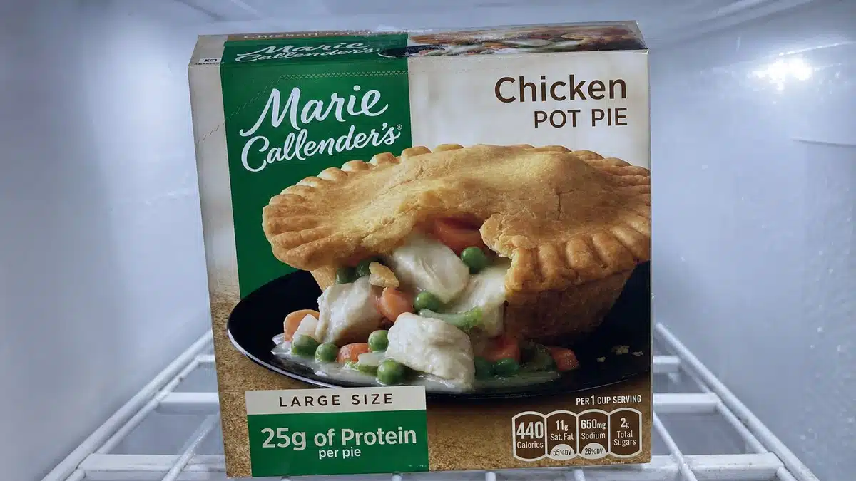 AI product-style photo of Marie Callender's Chicken Pot Pie for best frozen meals under 5 dollars
