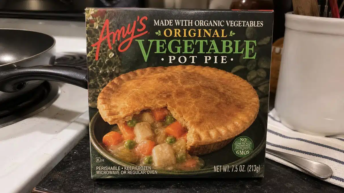 AI product-style photo of Amy's Original Vegetable Pot Pie, 7.5 oz for best frozen pot pie