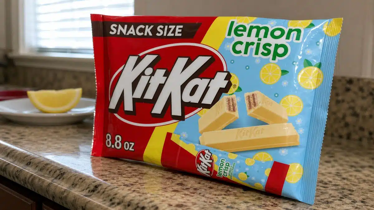 AI product-style photo of KIT KAT Lemon Crisp Miniatures for best kit kat flavors