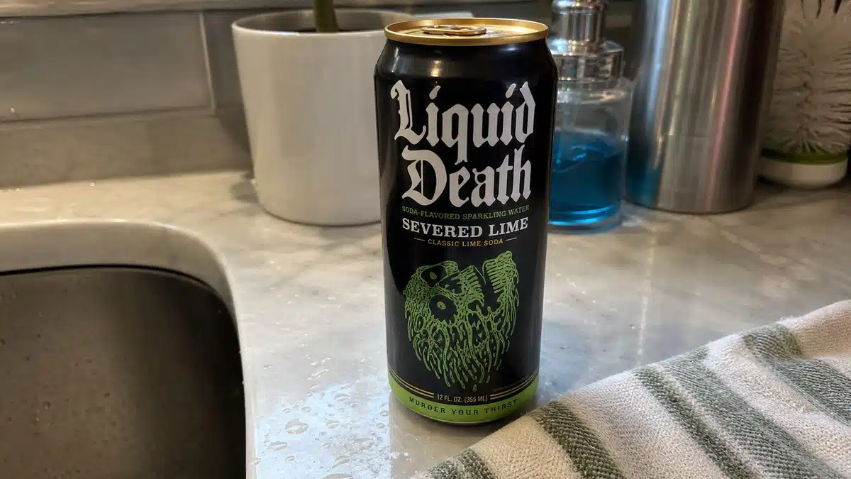 AI product-style photo of Liquid Death Soda-Flavored Sparkling Water - Severed Lime for best liquid death flavors
