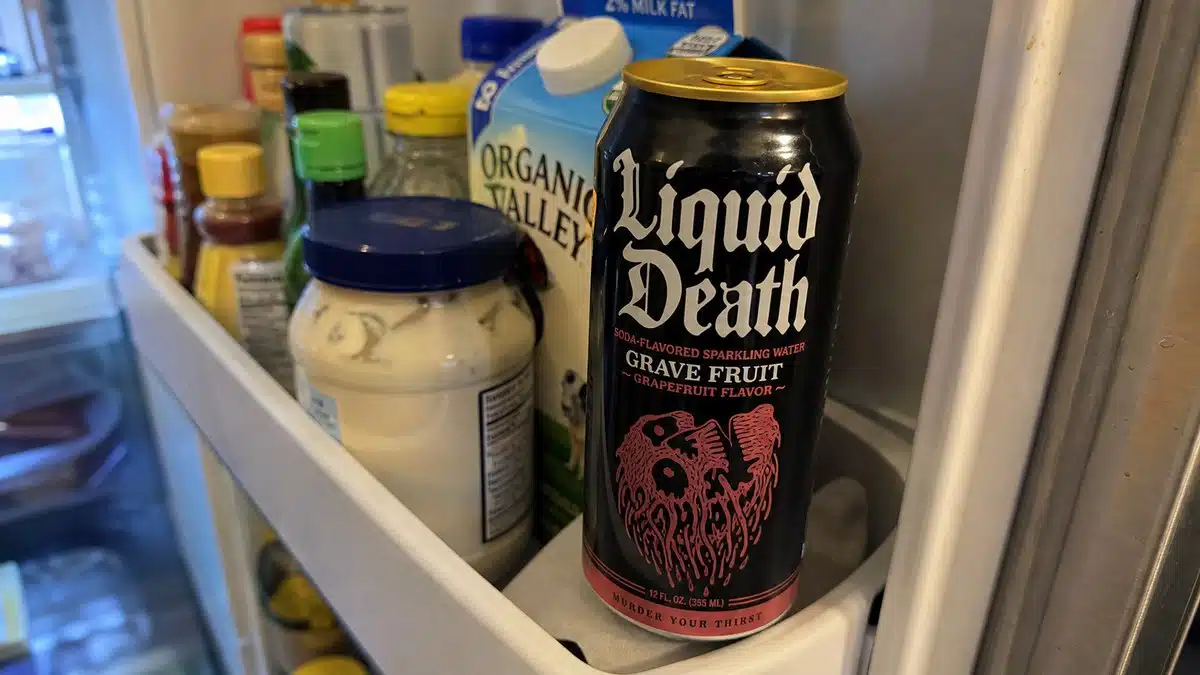 AI product-style photo of Liquid Death Soda-Flavored Sparkling Water - Grave Fruit for best liquid death flavors