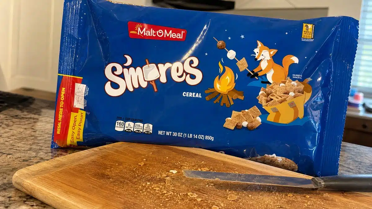 AI product-style photo of Malt-O-Meal S'mores Cereal for best marshmallow cereal