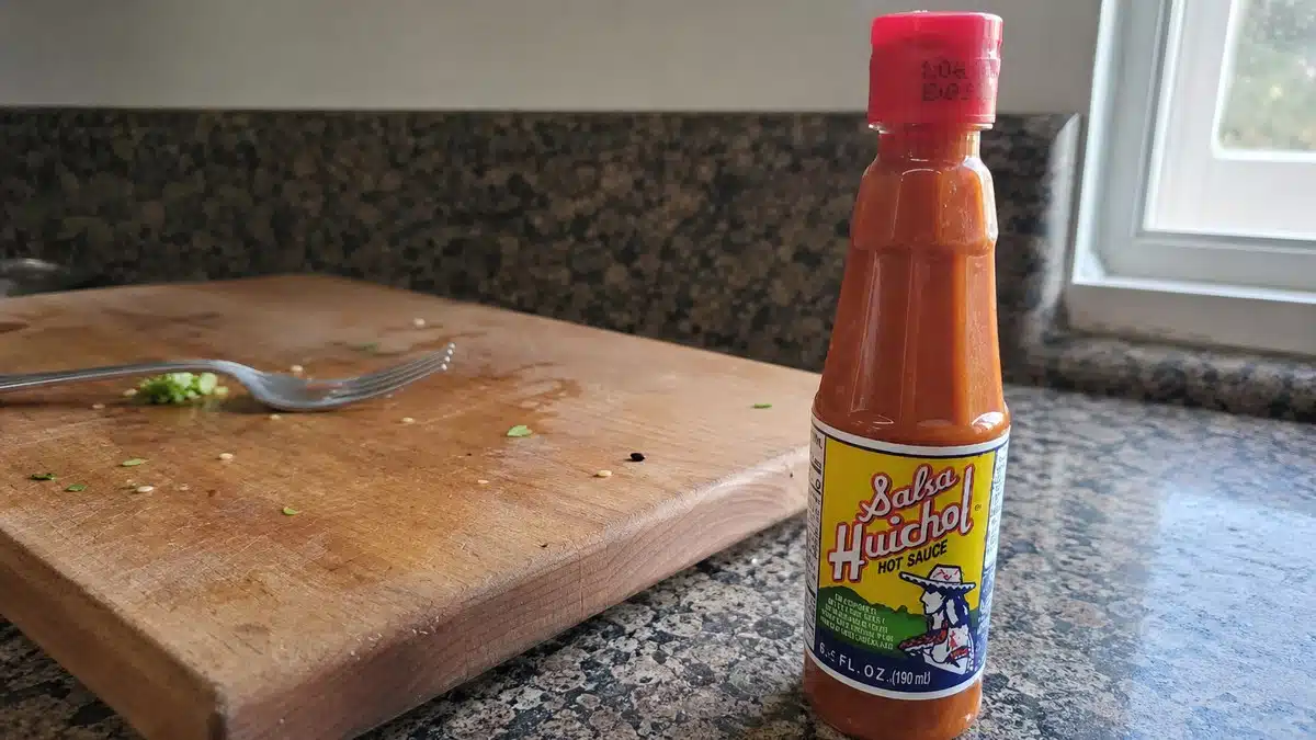 AI product-style photo of Salsa Huichol Hot Sauce for best mexican hot sauce