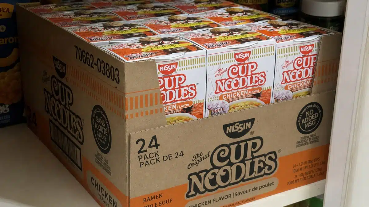 AI product-style photo of Nissin Cup Noodles Chicken Flavor for best nissin cup noodles flavors