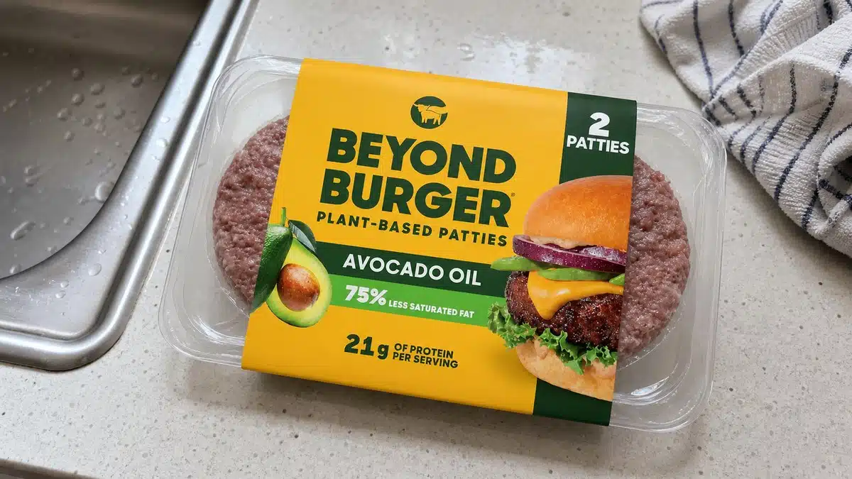 AI product-style photo of Beyond Burger Plant-Based Patties for best plant based burgers